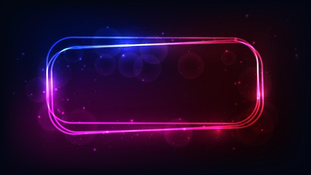 Neon rektangulær ramme med skinnende effekter og glimmer