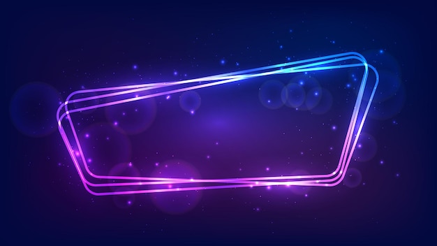 neon rounded frame with shining effects and sparkles
