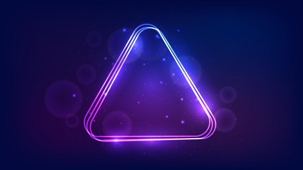 neon rounded triangle frame with shining effects and sparkles