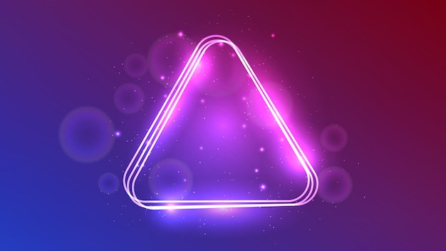 neon rounded triangle frame with shining effects and sparkles