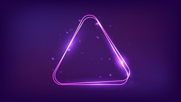 neon rounded triangle frame with shining effects