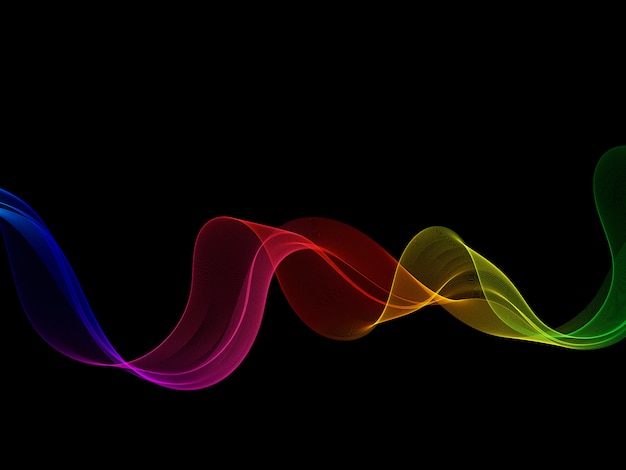 Neon smooth bright rainbow wave on a black background.