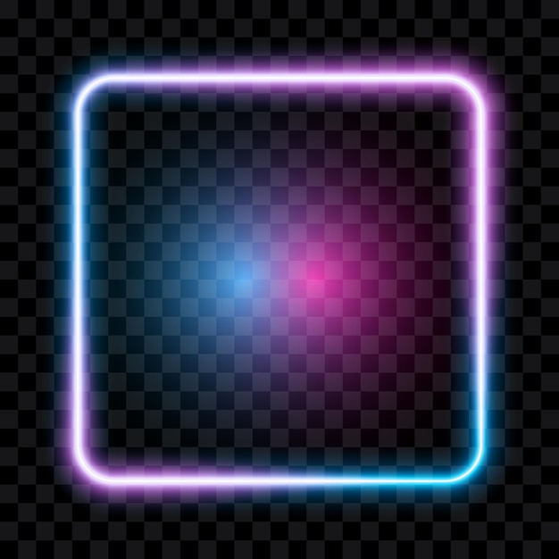 Neon square frame blue and pink isolated on transparent background vector illustration