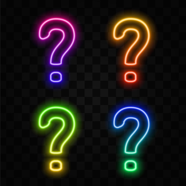 Neon style help or question mark sign UI UX Icon Vector Symbol Illustration Design