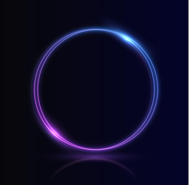 neon swirl curve blue line glowing round with light effect tunnel blue circle portal spiral vector