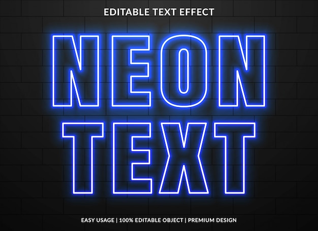 neon text effect template with glowing style