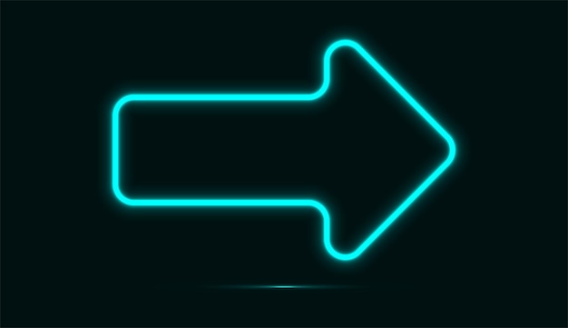 Neonblå pil symbol isolerad på en mörk bakgrund