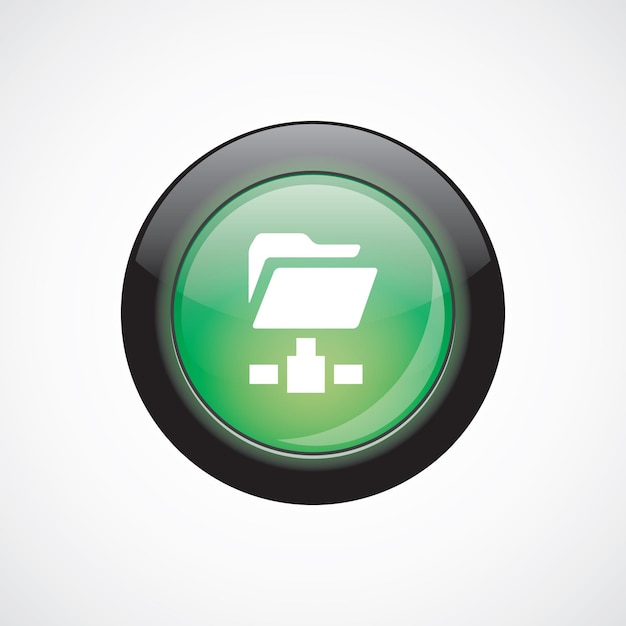 net folder glass sign icon green shiny button. ui website button