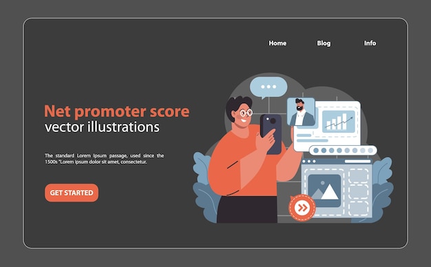 Net promoter score concept illustration captures measuring customer loyalty and satisfaction through