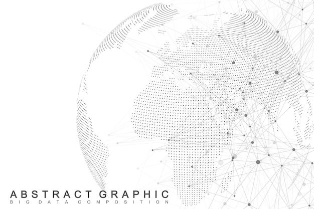 network and data exchange over planet earth in space virtual graphic background communication with w