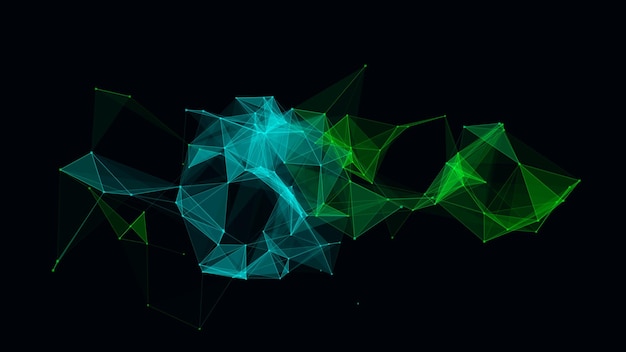 Network connection structure Abstract blue background with moving dots lines and triangles Futuristic illustration Digital technology design Vector illustration