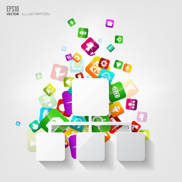 network icon application button social media and cloud computing