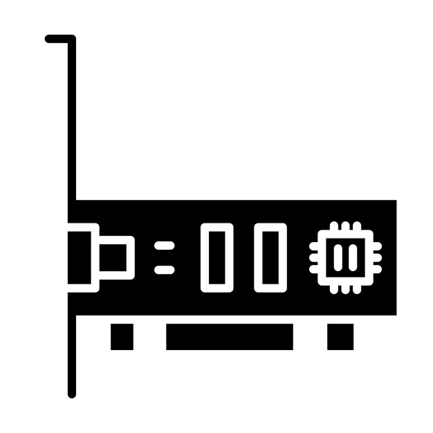 Network Interface Card Glyph Solid Black Illustration