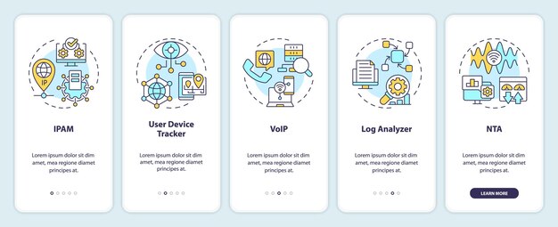 Network management software onboarding mobile app screen