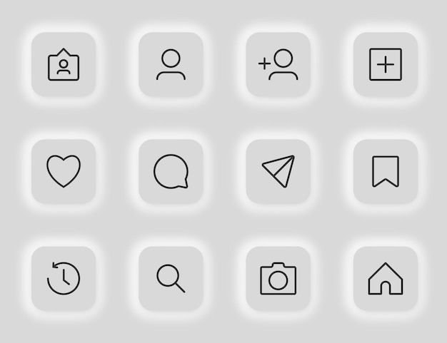 Network social media concept icon set Like comments home share save profile illustration symbol Sign app button vector