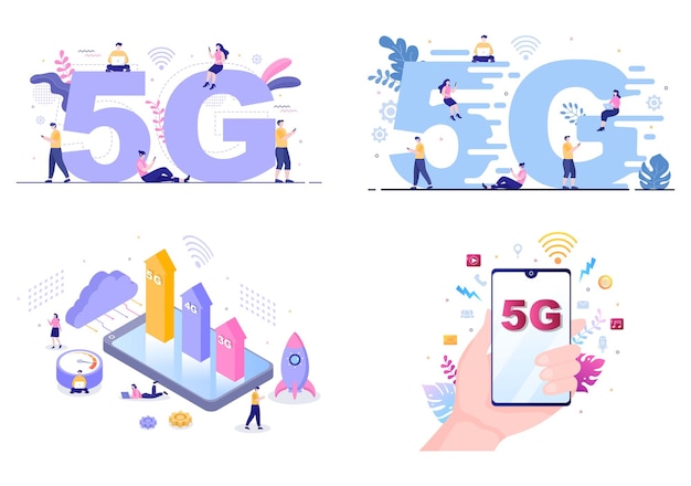 Network Wireless Technology Smartphone Vector Illustration