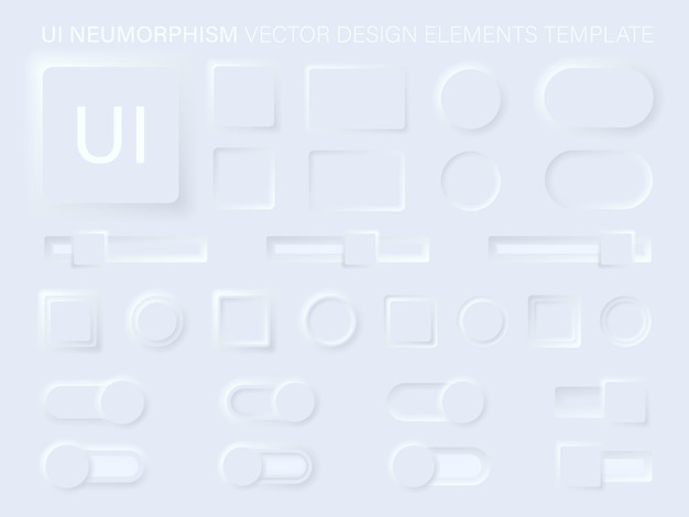 Neumorphism button design set. Neumorphism User interface design set. Neumorphism UI UX icons set. Neumophic interface buttons set. 3D vector buttons neumorphic design . EPS 10