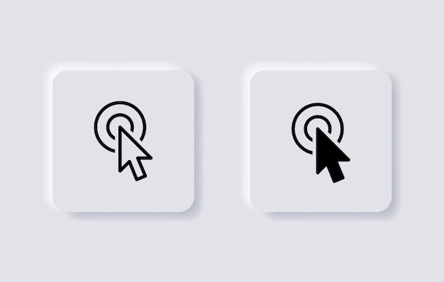 Neumorphism mouse cursor icon arrow click pointer for ui ux app web in white neumorphic buttons