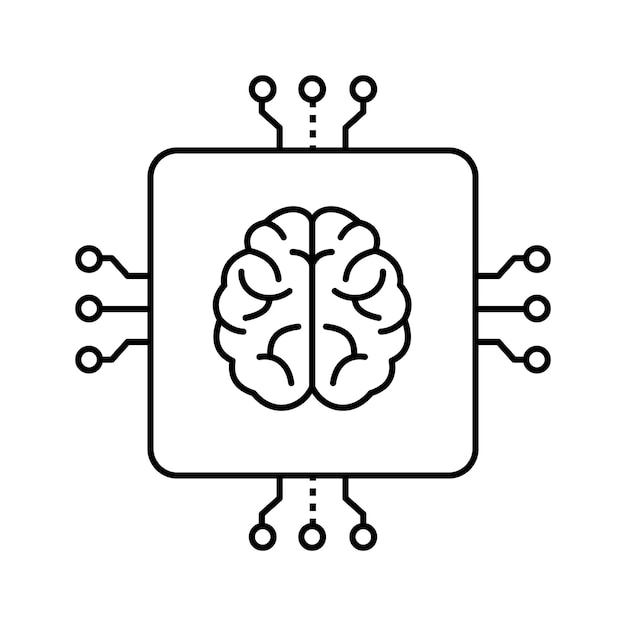 Neural Network and AI Brain Vector Icon Design