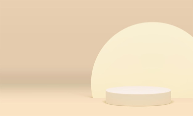 neutral light 3d podium cylinder pedestal mock up for cosmetic product show realistic vector