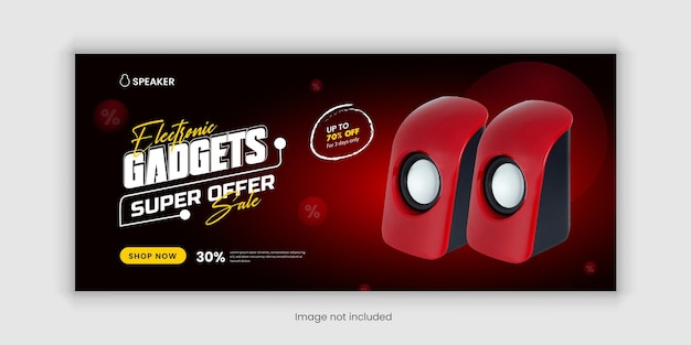 New Arrival Audio Speaker Facebook Cover Banner Design for Black Friday Special Offer Template