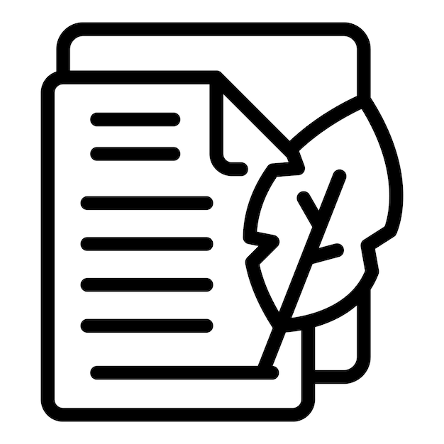 new book paper icon outline vector literature side view