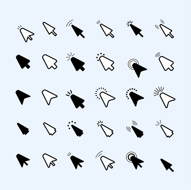 New Clicks cursor or pointer vector icon Press or click