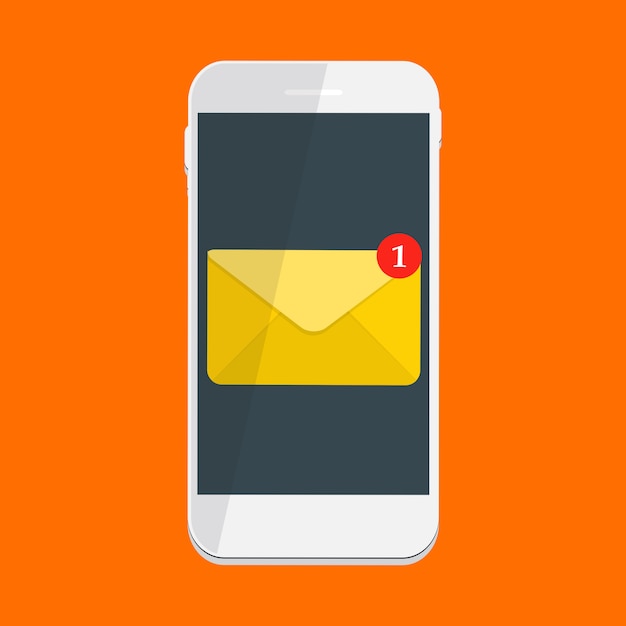 New Email  on the smartphone screen notification concept.  illustration