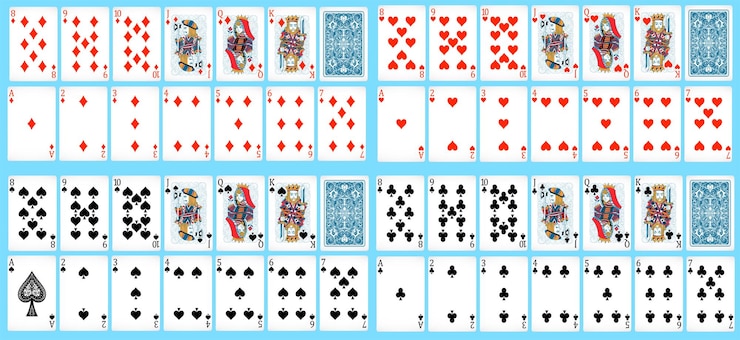 Vektör new poker cards full set four color classic design