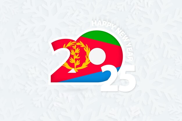 New Year 2025 for Eritrea on snowflake background