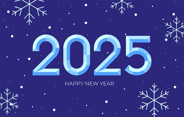 new year 2025 poster design with ice numbers