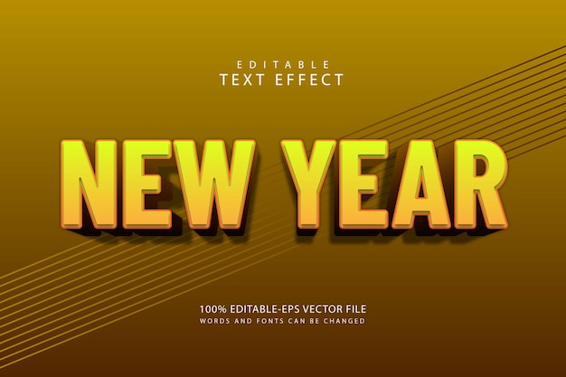 new year editable text effect 3 dimension emboss modern style