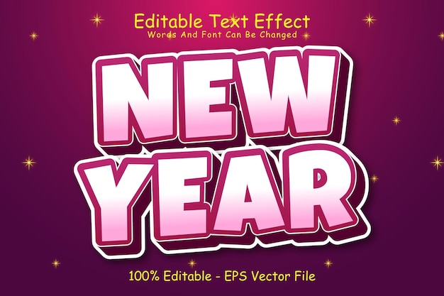 New Year Editable Text Effect 3 Dimension Emboss Modern Style