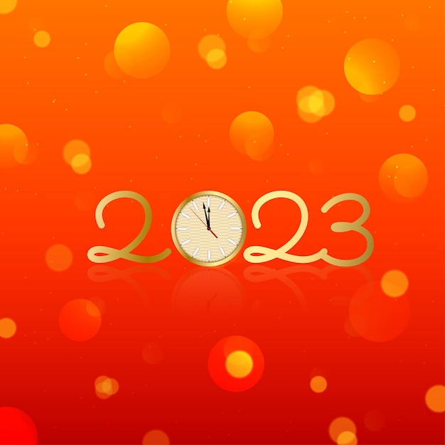 new year red and orange background and golden 2023 text with bokeh effect