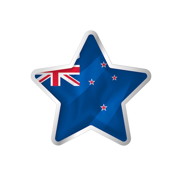 New Zealand flag in star. Button star and flag template. Easy editing and vector in groups.