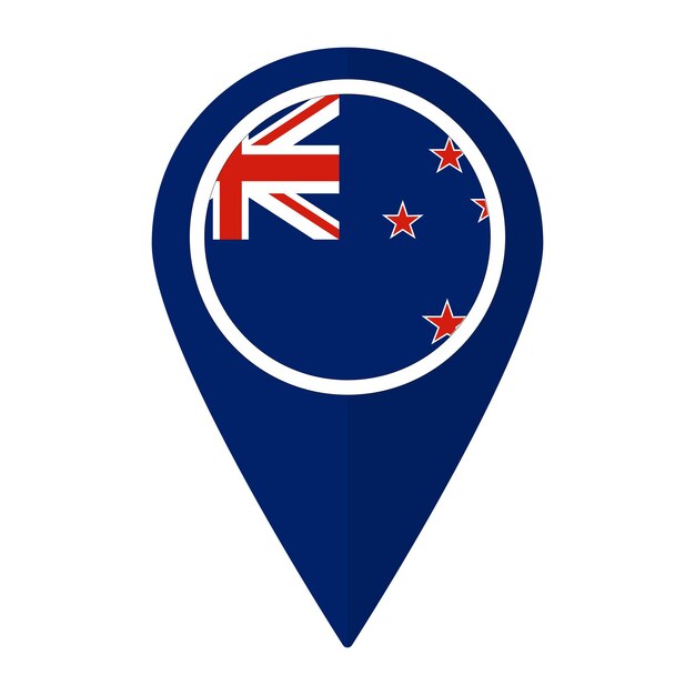 New Zealand flag on map pinpoint icon isolated Flag of New Zealand