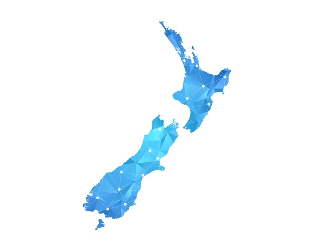 new zealand map line dots polygonal abstract geometric.