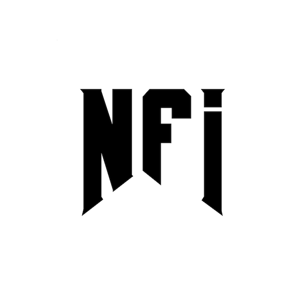 NFI-bogstavslogo design til teknologivirksomhed NFI logo design sort og hvid farvekombination NFI logo NFI vektor NFI design NFI ikon NFI alfabet NFI typografi logo design