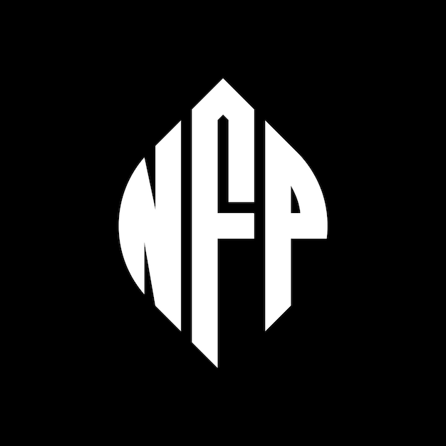 NFP circle letter logo design with circle and ellipse shape