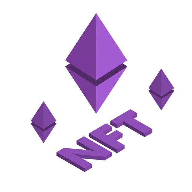 Nft  non fungible token isometric icon isolated on white