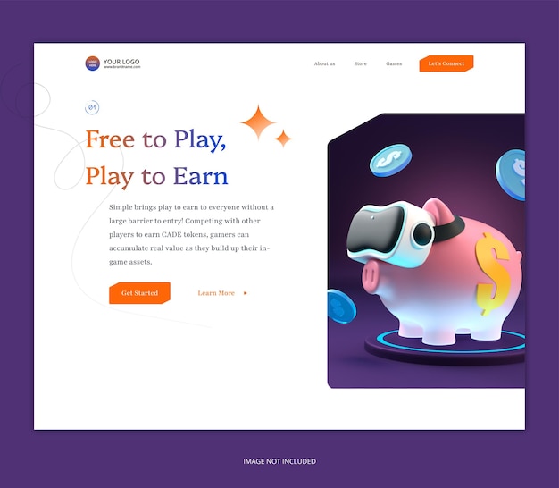 nft token blockchain design template of landing page