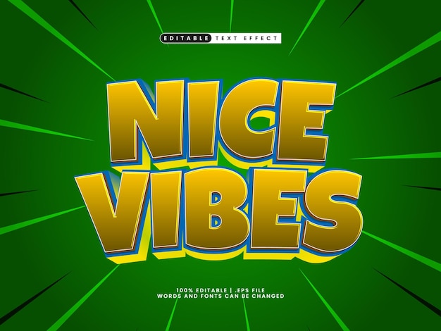 nice vibes editable text effect in game and kids text style