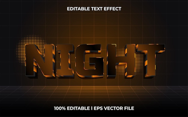 night 3d editable vector text effect glow style text effect