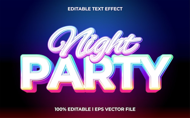 night party 3d text effect and editable text template 3d style use for business tittle