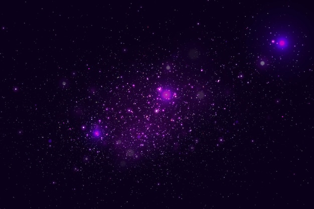 Night starry sky and bright blue galaxy light
