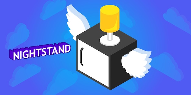 Nightstand isometric design icon Vector web illustration 3d colorful concept