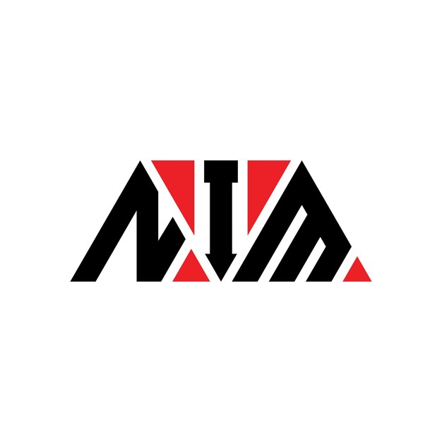 NIM triangle letter logo design with triangle shape NIM triangle logo design monogram NIM triangle vector logo template with red color NIM triangular logo Simple Elegant and Luxurious Logo NIM
