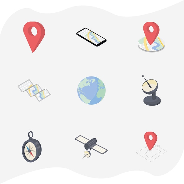Nine gps service icons