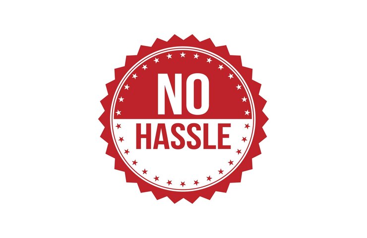 Vektör no hassle red ribbon label banner