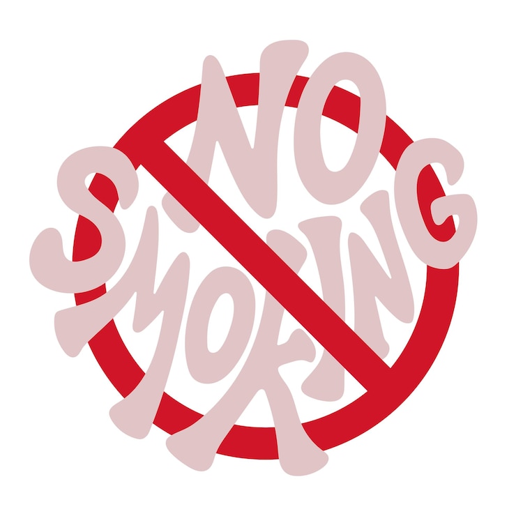 Vektör no smoking lettering forbidden red stop on white background vector illustration